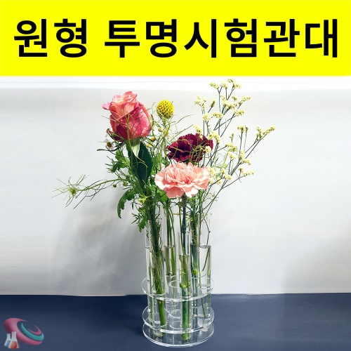 과학1번지 구정과학사,투명 시험관화병 아크릴시험관대 시험관세트 (원형예쁜꽃병)
